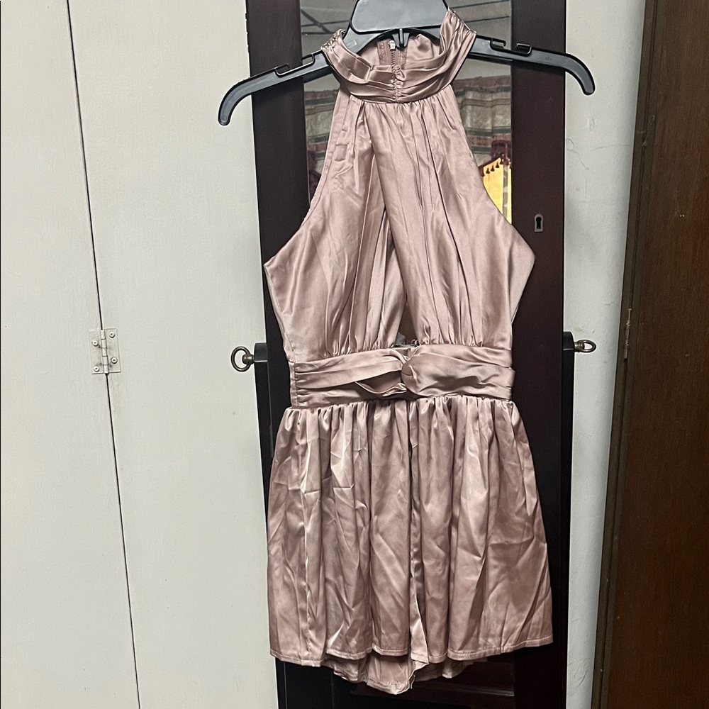 Elegant Satin Halter Romper